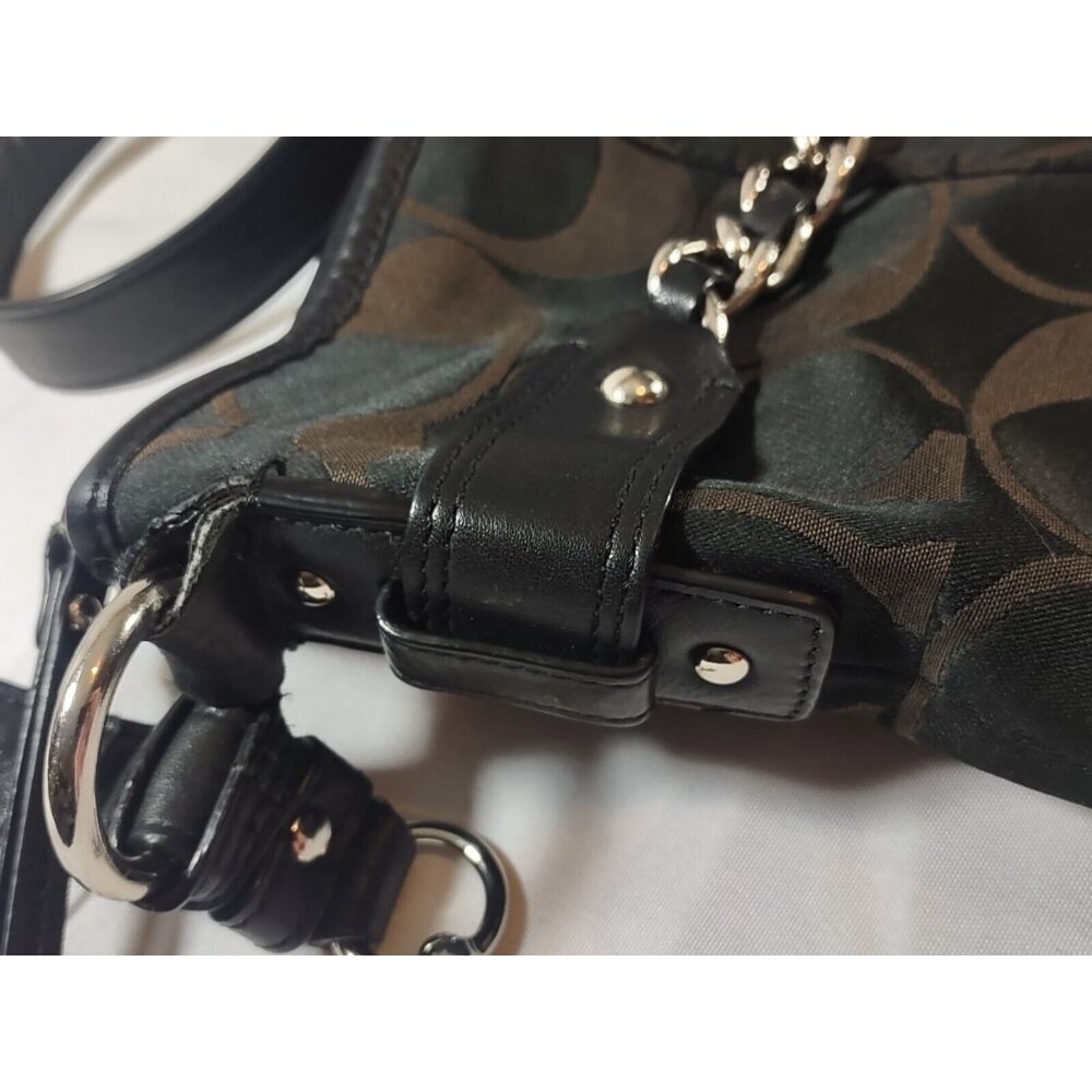 Coach Canvas/Leather F19730 Signature Crossbody Optic Chain Black Shoulder Bag - Picture 6 of 10